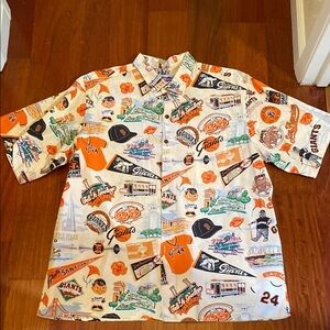 Reyn Spooner Orange and Black Giants Button Down Shirt